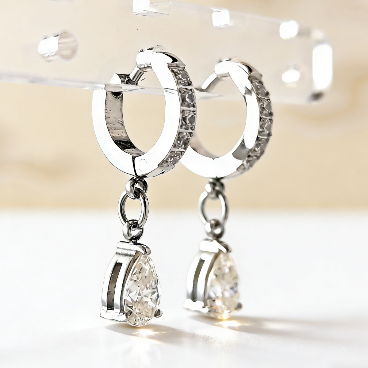 0.5 Carat Stylish Micro Inlay Drop-Shaped Moissanite Earrings
